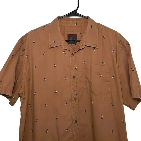 Prana Men’s Broderick Short Sleeve Button Down Shirt Brown Size XL - Picture 4 of 6